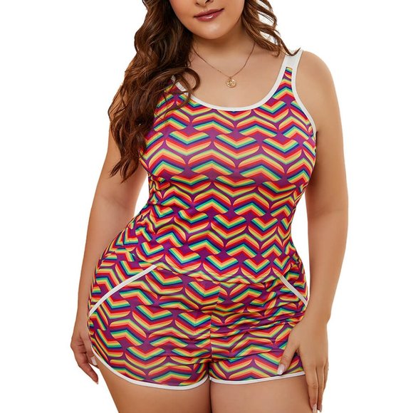 Unbranded Other - Rainbow Heart Print Plus Size Tank and Short Set